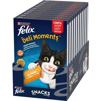 11x Felix Deli Moments Liquid Kattensnack Kip 4 x 10 gr