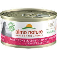 48x Almo Nature HFC Natural Kattenvoer Nat Blikje Kip en Lever 70 gr
