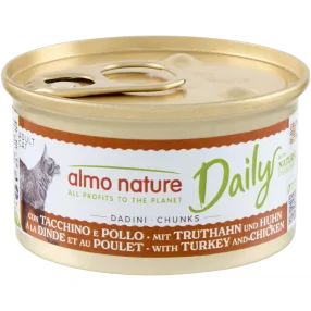 Almo Nature Dailymenu kat natvoer met blokjes kalkoen en kip 85gr