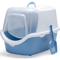 Kattenbak Cathy Easy Clean Wit/Blauw 56x40x40 cm