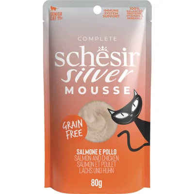 12x Schesir Silver Kat Mousse Zalm 80 gr