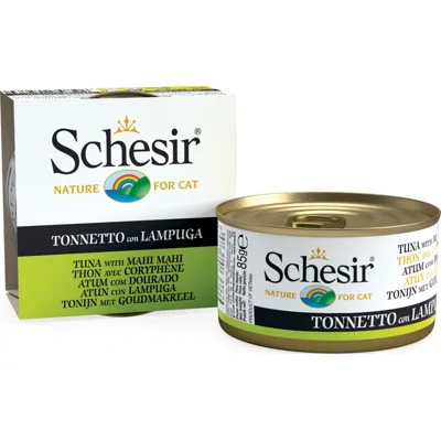 14x Schesir Katten Natvoer Blik Tonijn en Goudmakreel 85 gr