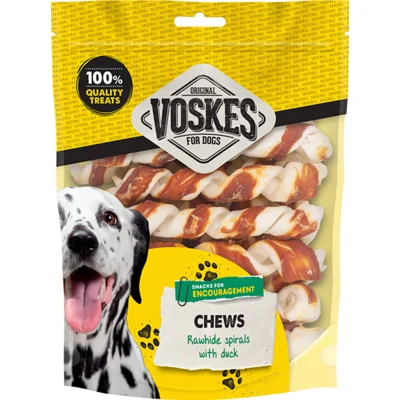 15x Voskes Hondensnack Spiralen Runderhuid&Eend 20 stuks