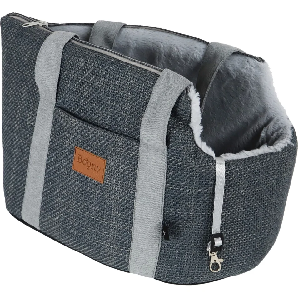 Boony Hondentas Linnenlook + Draagband Grijs 46 cm