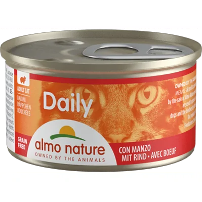Almo Nature Dailymenu kat natvoer met blokjes rund 85gr