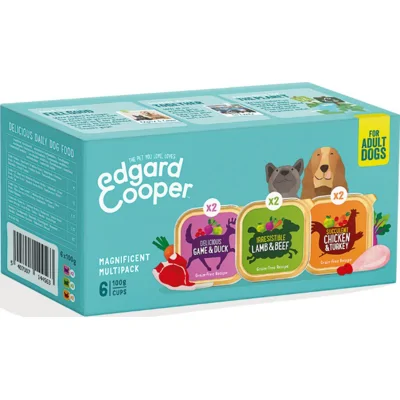 Edgard & Cooper Multipack Kip, Wild, Lam hond natvoer kuipjes 6 x 100gr