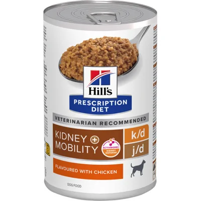 Hill's Prescription Diet k/d + Mobility hondenvoer met Kipsmaak hond natvoer 12x370 gram