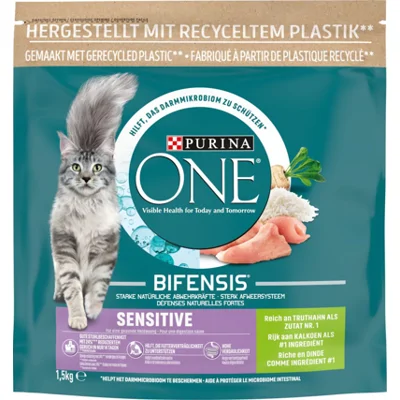 Purina One Sensitive Rijk aan Kalkoen en Rijst kattenvoer 7,5 kilo