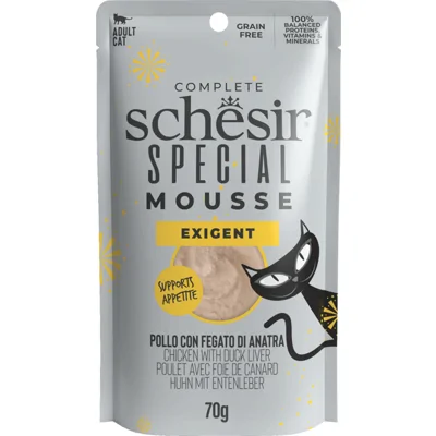 12x Schesir Special Cat Mousse Exigent Kip&Eendenlever 70 gr