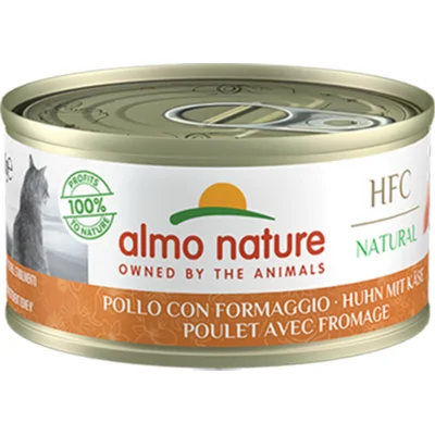 48x Almo Nature HFC Natural Kattenvoer Nat Blikje Kip&Kaas 70 gr