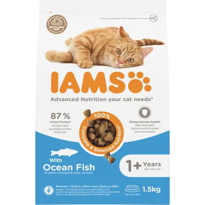 4x IAMS Kat Adult Oceaanvis 1,5 kg