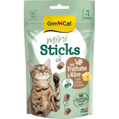 GimCat Mini Sticks Kattensnack Kalkoen&Kaas 50 gr