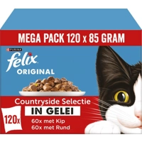 Felix Original Countryside Selectie met kip, rund in gelei natvoer kat (megapack) 1 x (120 x 85 g) product name