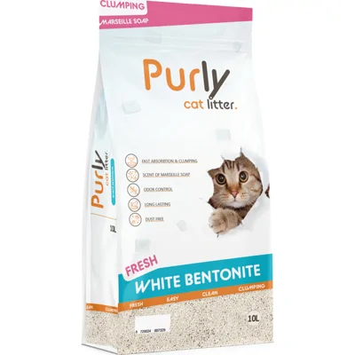 Purly Clumping White bentoniet kattenbakvulling - Fresh 10 liter