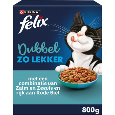 5x Felix Kattenvoer Droog Dubbel Zo Lekker Adult Zalm & Zeevis 800 gr