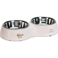 Beeztees Puppy Binky 2 Dinerset hond plastic/RVS roze