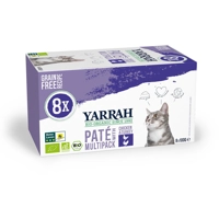 Yarrah natvoer kat kuipje pate graanvrij bio Multi-Pack Kip & Kalkoen 8x100gr