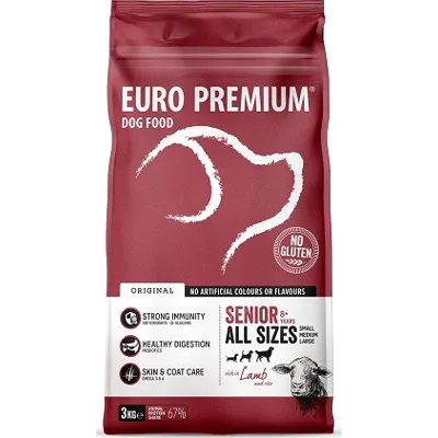 Euro Premium Senior 8+ Lamb & Rice hondenvoer 12 kg