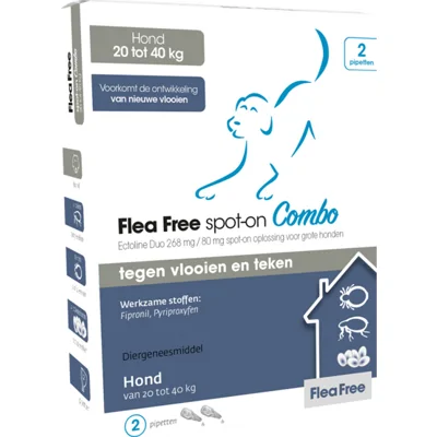 Flea Free Spot-On Combo voor honden 20 - 40 kg 2 pipetten
