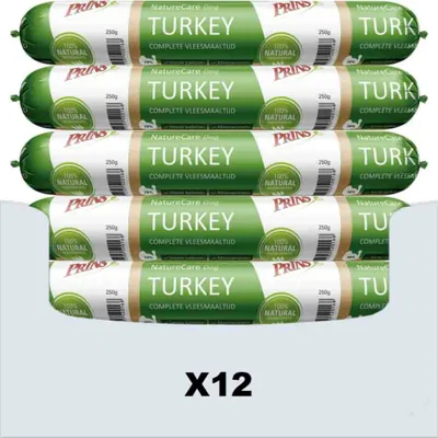12x Prins NatureCare Hypoallergeen Hondenvoer Worst Kalkoen 250 gr