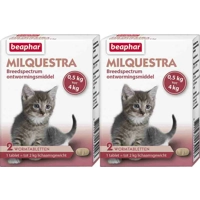 2x Beaphar Milquestra Ontworming Tabletten Kat 0,5 - 4 kg (ook kitten) 2 tabletten