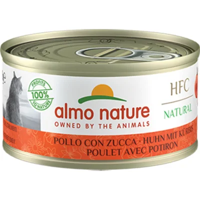 48x Almo Nature HFC Natural Kattenvoer Nat Blikje Kip&Pompoen 70 gr