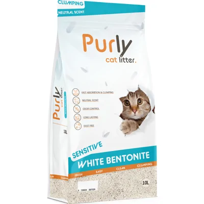 Purly Clumping White bentoniet kattenbakvulling - Sensitive 10 liter