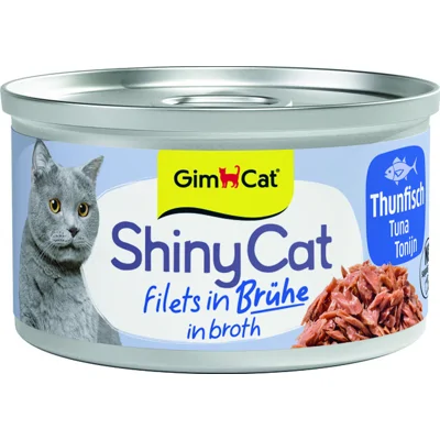 GimCat Kattenvoer Nat ShinyCat Filets in Bouillon Tonijn 70 gr