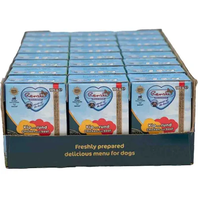 24x Renske Vers Puppy Tetra Hondenvoer Nat Kip met Rund 185 gr
