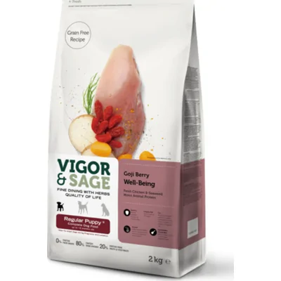 4x Vigor&Sage Hondenvoer Regular Puppy Well-Being Gojiberry 2 kg