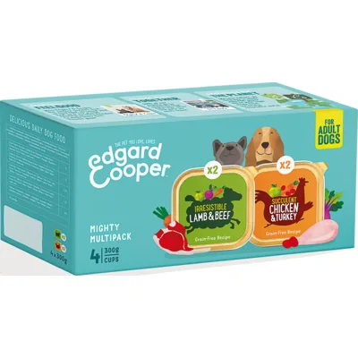 6x Edgard&Cooper Hondenvoer Multipack Kip - Kalkoen en Lam - Rund 4 x 300 gr
