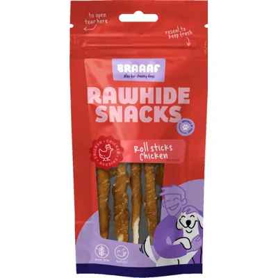 Braaaf Rol Sticks Hondensnack Kip 12 cm 80 gr