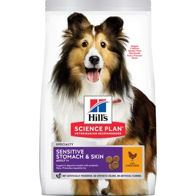 Hill's Adult Sensitive Stomach & Skin Medium met kip hondenvoer 2 x 2,5 kg