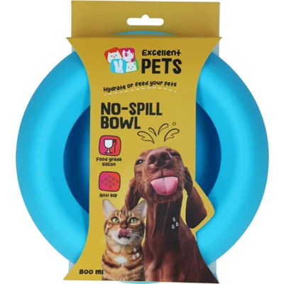 Excellent Pets No-Spill Bowl - Blauw