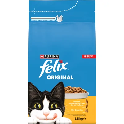 Felix Original Kattenvoer Droog Adult Kip & Kalkoen 1,5 kg