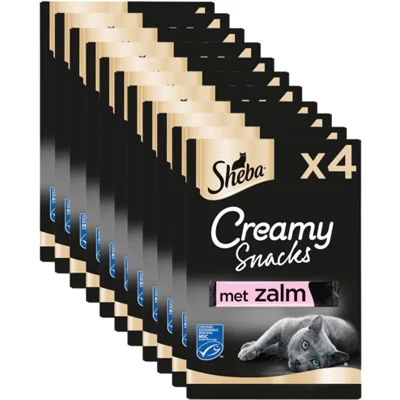 11x Sheba Creamy Snacks Kattensnoepjes Zalm 4 stuks