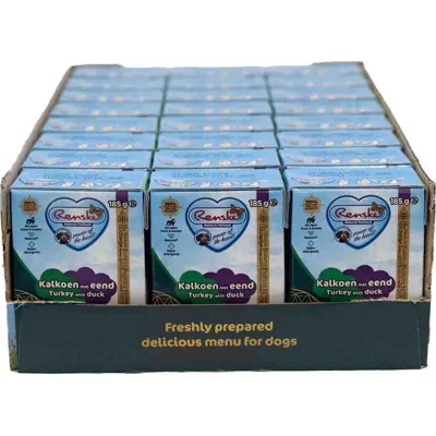 24x Renske Vers Tetra Hondenvoer Nat Kalkoen met Eend 185 gr