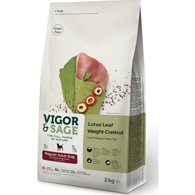 4x Vigor&Sage Hondenvoer Regular Weight Control Lotus Leaf 2 kg