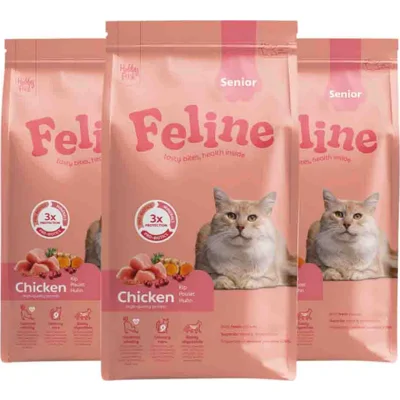 3x HobbyFirst Feline Kattenvoer Droog Senior 1,5 kg