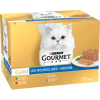 Purina Gourmet Gold mousse met konijn, rund, kalf en lam natvoer voor de kat (85g) 1 doos (96 x 85g)