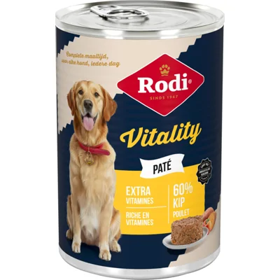 6x Rodi Hondenvoer Nat Paté Vitality Kip 400 gr