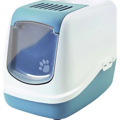 Kattenbak Nestor blauw/wit 56X39X39