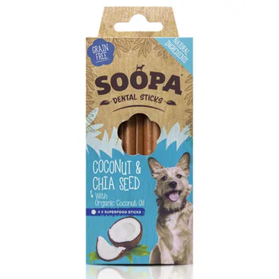 Soopa Dental Sticks kokosnoot & chiazaad voor de hond Per 3