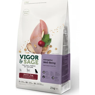 4x Vigor&Sage Hondenvoer Senior Well-Being Astragalus 2 kg