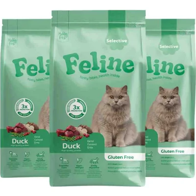 3x HobbyFirst Feline Kattenvoer Droog Sensitive Selective 1,5 kg