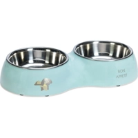 Beeztees Puppy Droppy Dinerset 2 hond plastic/RVS groen