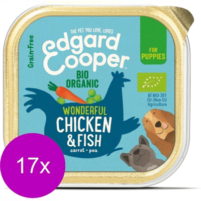 Edgard & Cooper Puppy Biologische Kip & Vis kuipje 17 x 100gr