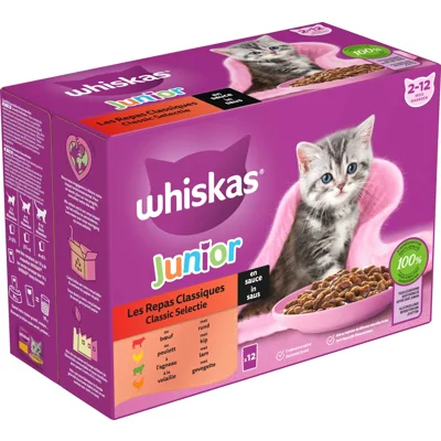 Whiskas Junior Classic Selectie in saus multipack (12 x 85 g) 1 verpakking (12 x 85 g)