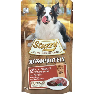 12x Stuzzy Hondenvoer Monoprotein Graanvrij Rund - Bosbes 150 gr