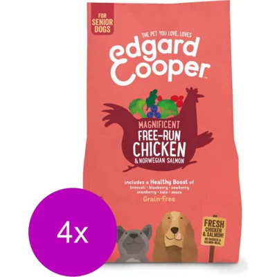 4x Edgard&Cooper Hondenvoer Senior Scharrelkip - Noorse Zalm 2,5 kg